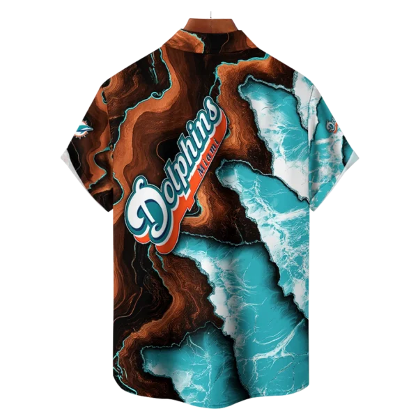 Miami Dolphins NFL Waveband Fusion Hawaiian Shirt - Image 2
