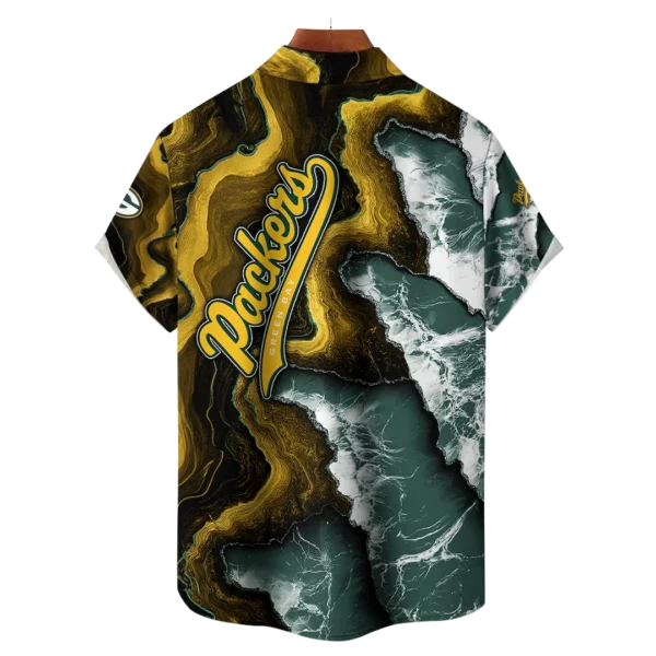 Green Bay Packers NFL Waveband Fusion Hawaiian Shirt - Image 2