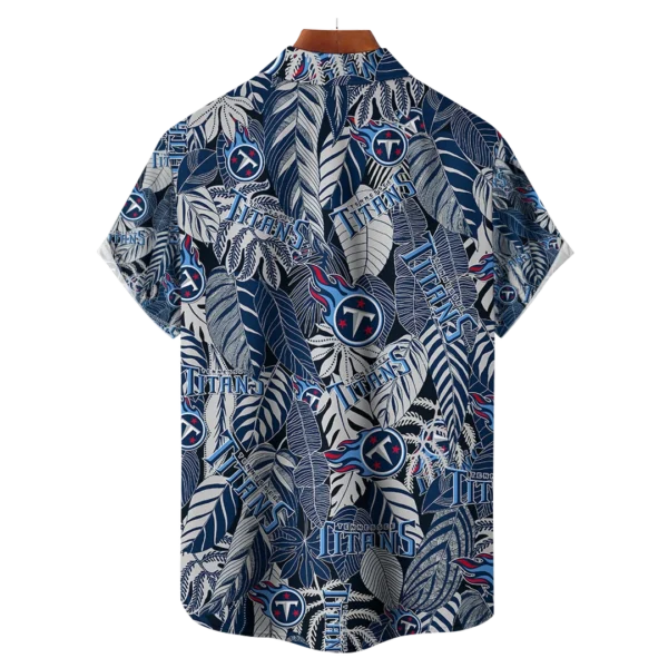 Tennessee Titans NFL Tropical Leaves Hawaiian Shirt - Image 2