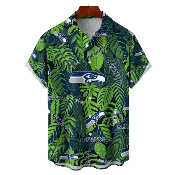 Seattle Seahawks NFL Tropical Leaves Hawaiian Shirt
