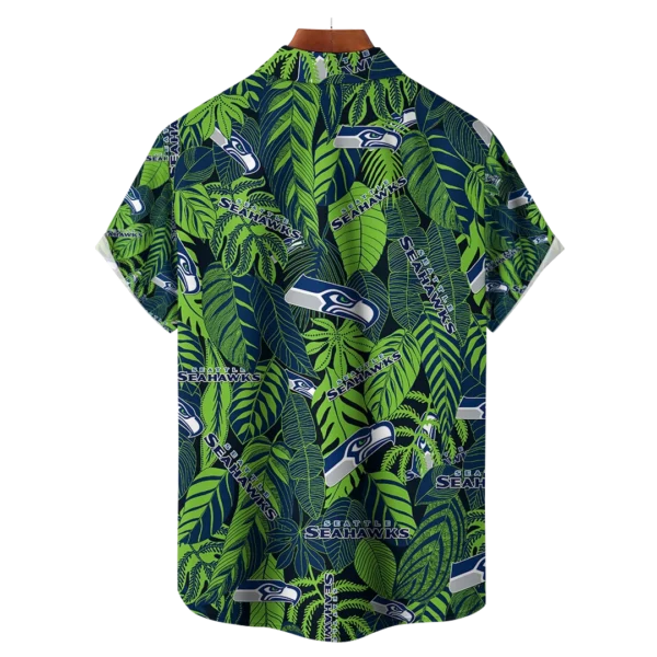 Seattle Seahawks NFL Tropical Leaves Hawaiian Shirt - Image 2