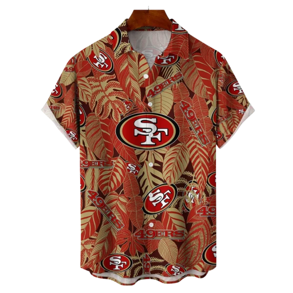 San Francisco 49ers NFL Tropical Leaves Hawaiian Shirt