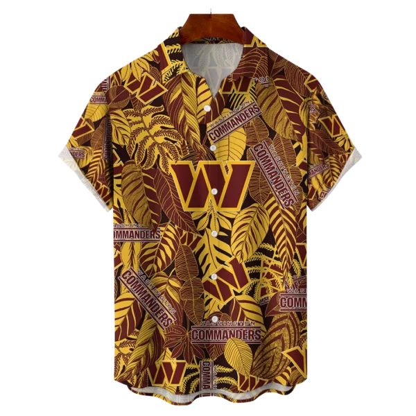 Washington Commanders NFL Tropical Leaves Hawaiian Shirt
