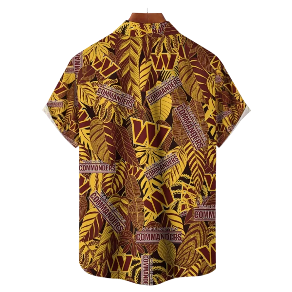 Washington Commanders NFL Tropical Leaves Hawaiian Shirt - Image 2