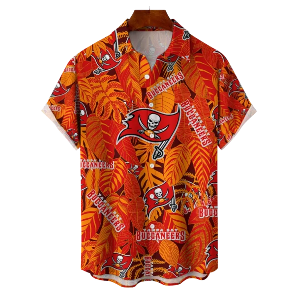Tampa Bay Buccaneers NFL Tropical Leaves Hawaiian Shirt