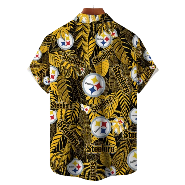 Pittsburgh Steelers NFL Tropical Leaves Hawaiian Shirt - Image 2