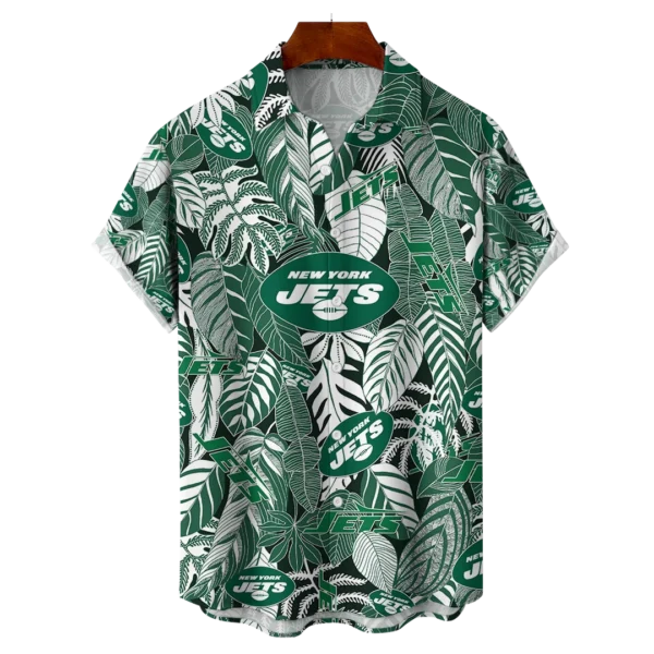 New York Jets NFL Tropical Leaves Hawaiian Shirt