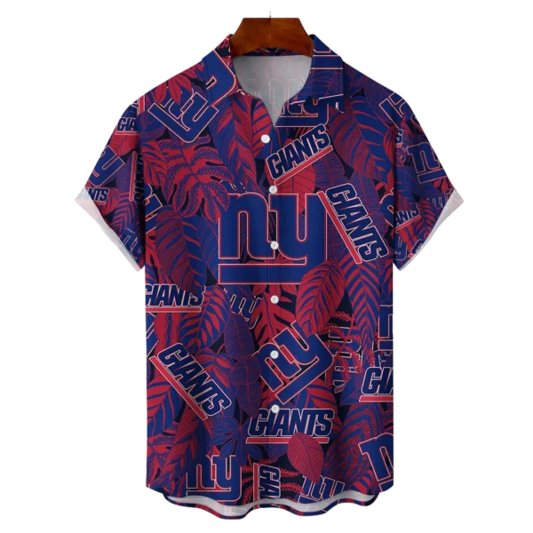 New York Giants NFL Tropical Leaves Hawaiian Shirt