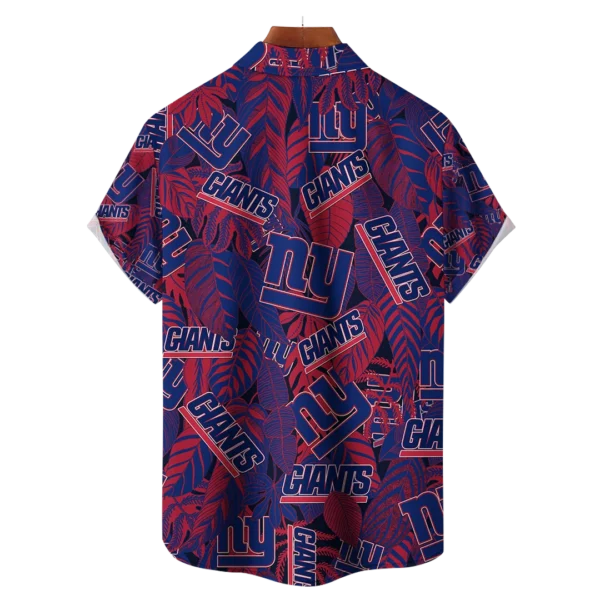 New York Giants NFL Tropical Leaves Hawaiian Shirt - Image 2