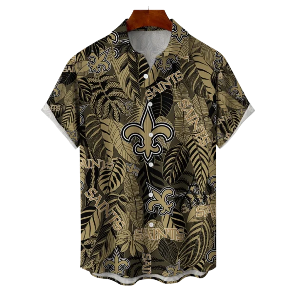 New Orleans Saints NFL Tropical Leaves Hawaiian Shirt