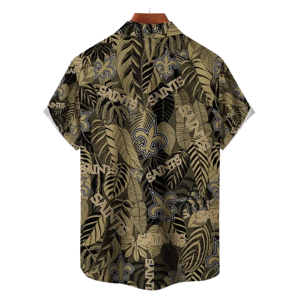 New Orleans Saints NFL Tropical Leaves Hawaiian Shirt - Image 2