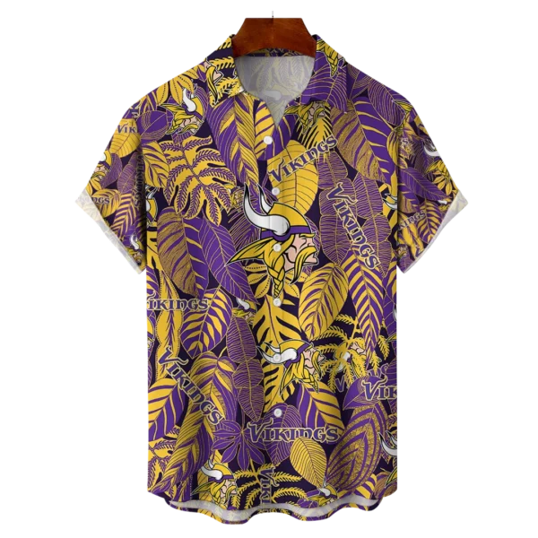 Minnesota Vikings NFL Tropical Leaves Hawaiian Shirt