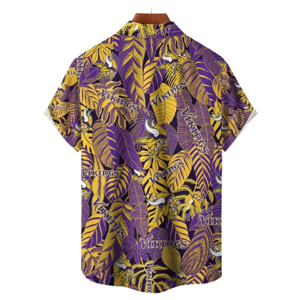 Minnesota Vikings NFL Tropical Leaves Hawaiian Shirt - Image 2