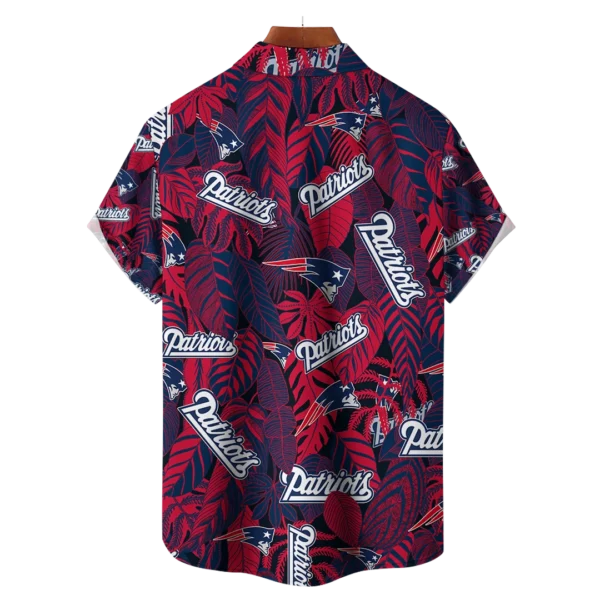 New England Patriots NFL Tropical Leaves Hawaiian Shirt - Image 2
