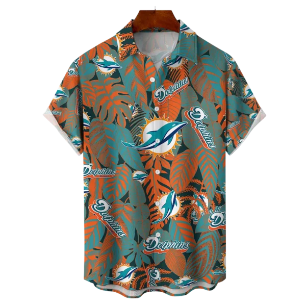 Miami Dolphins NFL Tropical Leaves Hawaiian Shirt