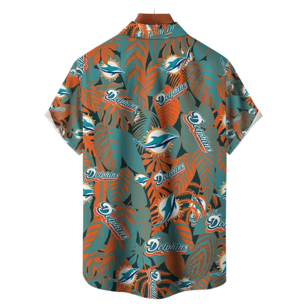 Miami Dolphins NFL Tropical Leaves Hawaiian Shirt - Image 2