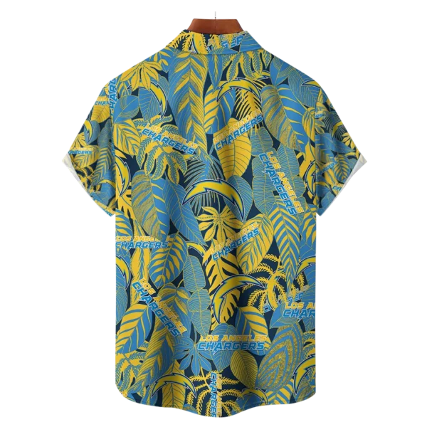Los Angeles Chargers NFL Tropical Leaves Hawaiian Shirt - Image 2