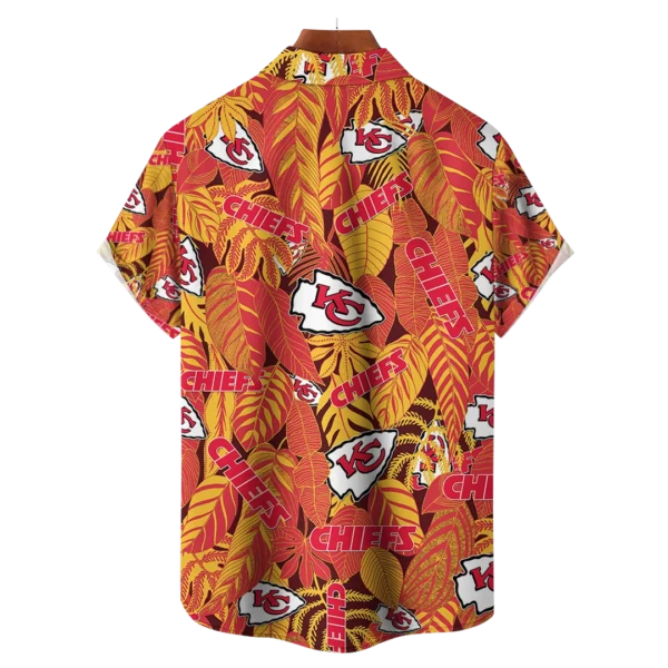 Kansas City Chiefs NFL Tropical Leaves Hawaiian Shirt - Image 2