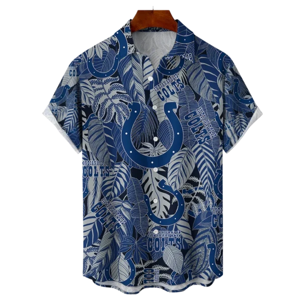 Indianapolis Colts NFL Tropical Leaves Hawaiian Shirt