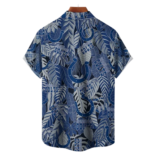 Indianapolis Colts NFL Tropical Leaves Hawaiian Shirt - Image 2