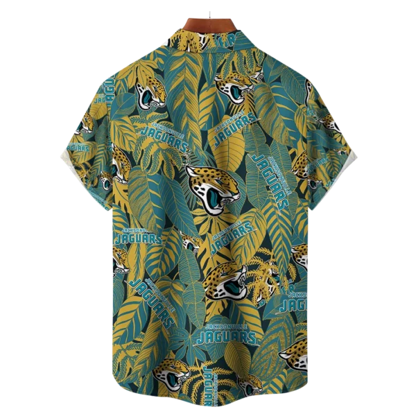 Jacksonville Jaguars NFL Tropical Leaves Hawaiian Shirt - Image 2