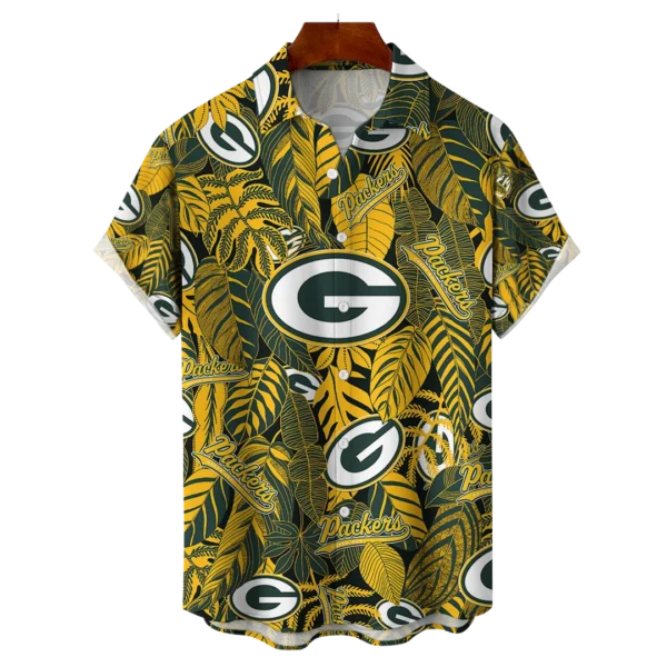 Green Bay Packers NFL Tropical Leaves Hawaiian Shirt