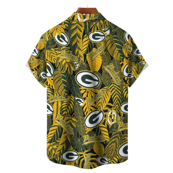 Green Bay Packers NFL Tropical Leaves Hawaiian Shirt - Image 2