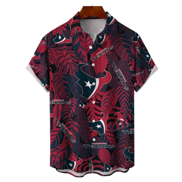 Houston Texans NFL Tropical Leaves Hawaiian Shirt