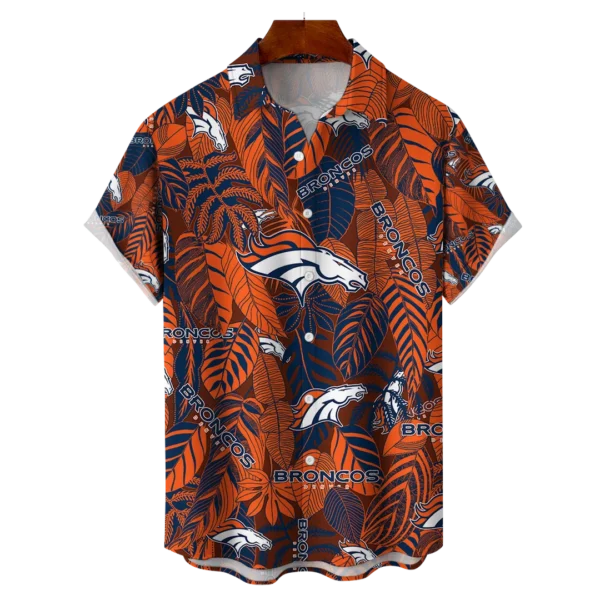 Denver Broncos NFL Tropical Leaves Hawaiian Shirt