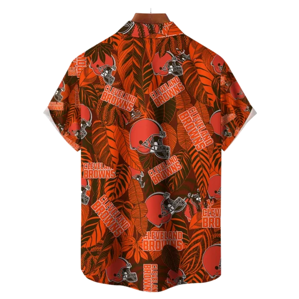 Cleveland Browns NFL Tropical Leaves Hawaiian Shirt - Image 2
