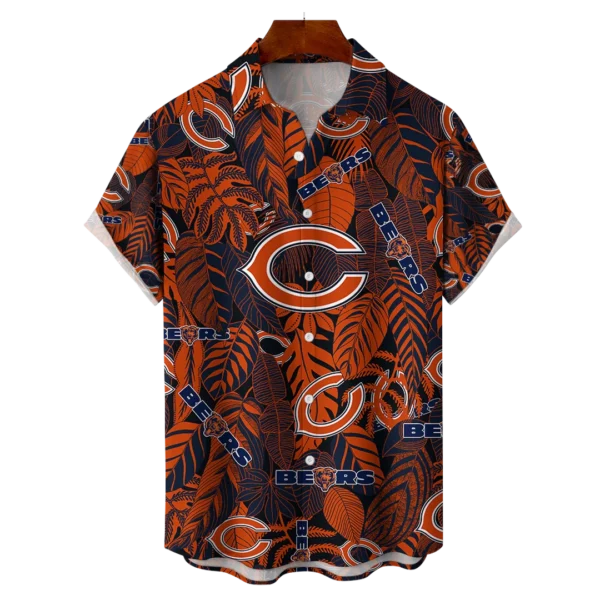 Chicago Bears NFL Tropical Leaves Hawaiian Shirt