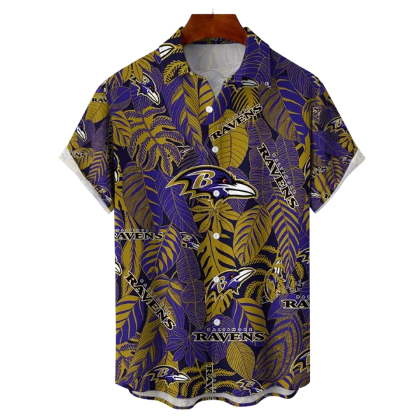 Baltimore Ravens NFL Tropical Leaves Hawaiian Shirt