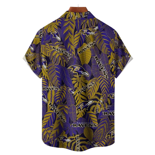 Baltimore Ravens NFL Tropical Leaves Hawaiian Shirt - Image 2