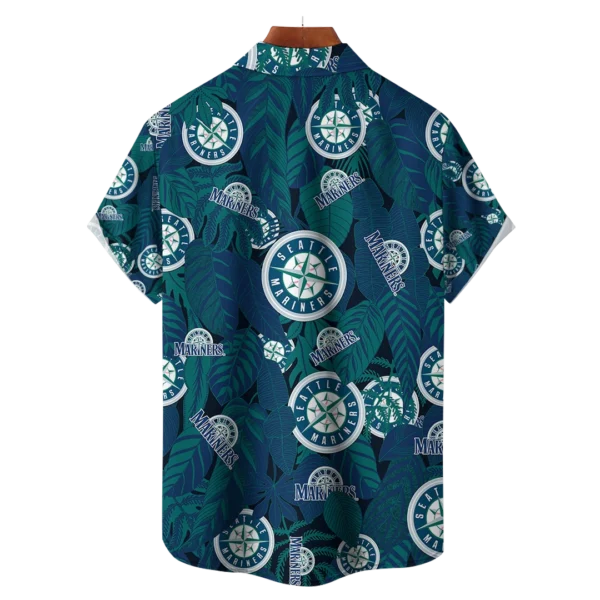 Seattle Mariners MLB Tropical Leaves Hawaiian Shirt - Image 2
