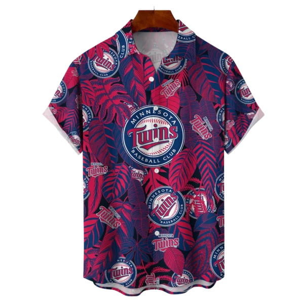 Minnesota Twins MLB Tropical Leaves Hawaiian Shirt
