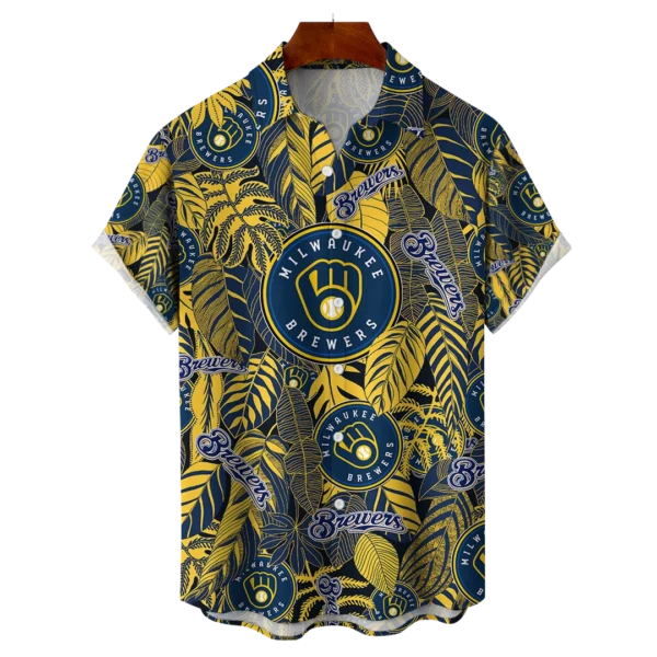 Milwaukee Brewers MLB Tropical Leaves Hawaiian Shirt