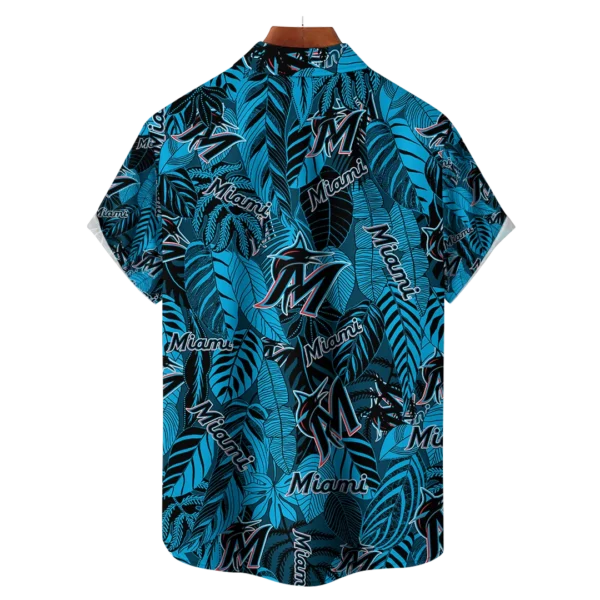 Miami Marlins MLB Tropical Leaves Hawaiian Shirt - Image 2