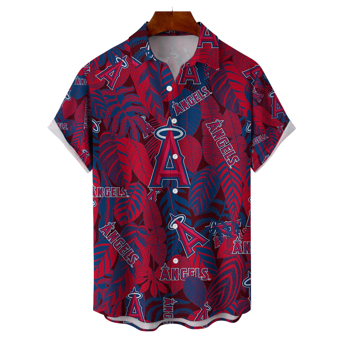 Los Angeles Angels MLB Tropical Leaves Hawaiian Shirt