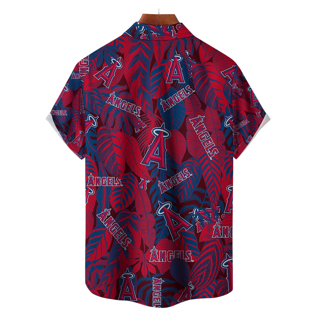 Los Angeles Angels MLB Tropical Leaves Hawaiian Shirt - Image 2