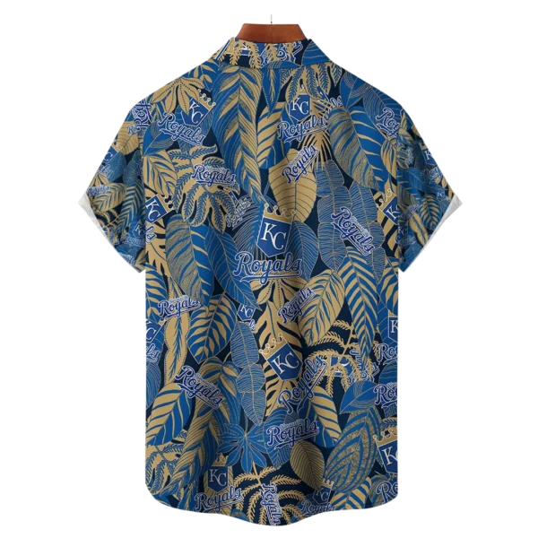 Kansas City Royals MLB Tropical Leaves Hawaiian Shirt - Image 2