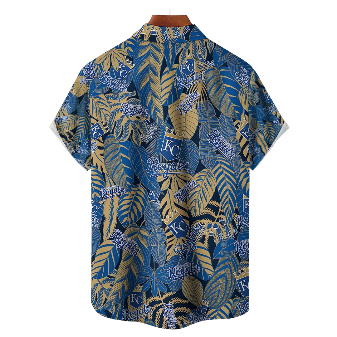 Kansas City Royals MLB Tropical Leaves Hawaiian Shirt - Image 2