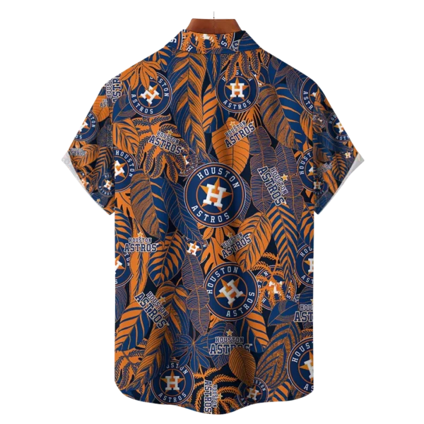 Houston Astros MLB Tropical Leaves Hawaiian Shirt - Image 2