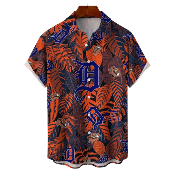 Detroit Tigers MLB Tropical Leaves Hawaiian Shirt