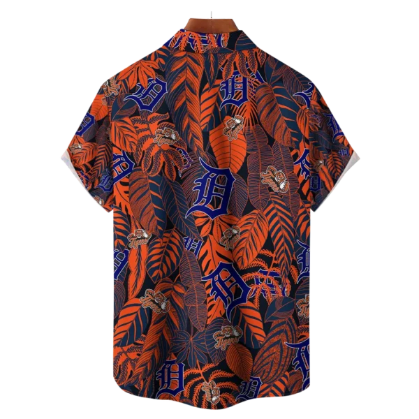 Detroit Tigers MLB Tropical Leaves Hawaiian Shirt - Image 2