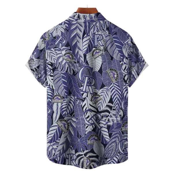 Colorado Rockies MLB Tropical Leaves Hawaiian Shirt - Image 2