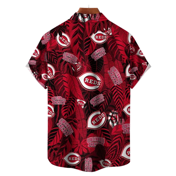 Cincinnati Reds MLB Tropical Leaves Hawaiian Shirt - Image 2