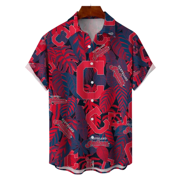 Cleveland Indians MLB Tropical Leaves Hawaiian Shirt