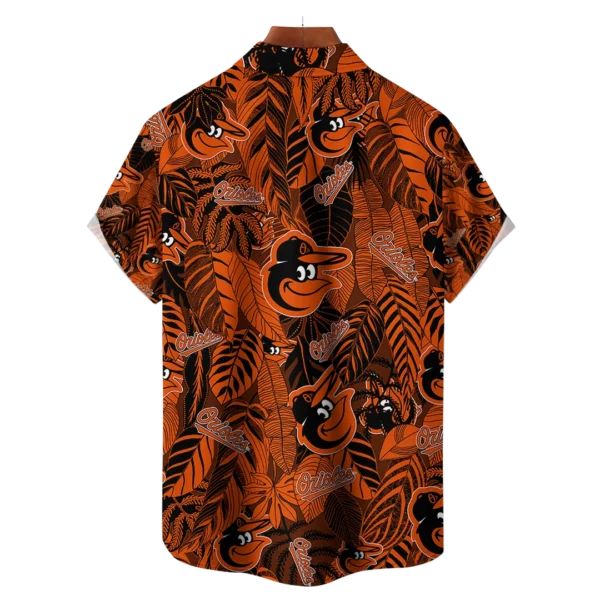 Baltimore Orioles MLB Tropical Leaves Hawaiian Shirt - Image 2