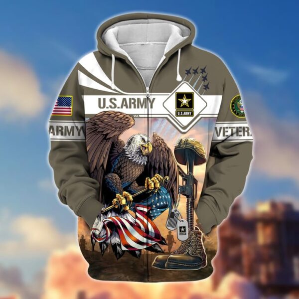 Premium Proudly Served US Army Veteran Zip Hoodie