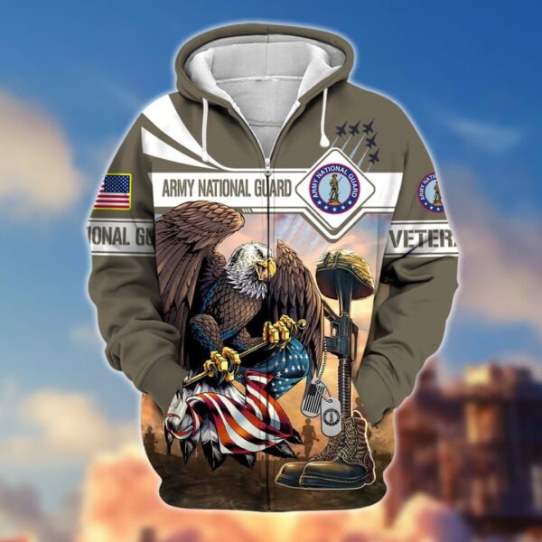 Premium Proudly Served US Army National Guard Veteran Zip Hoodie